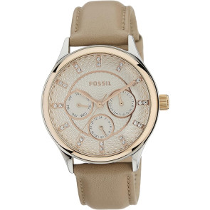Watch strap Fossil BQ1566 Leather Beige 18mm